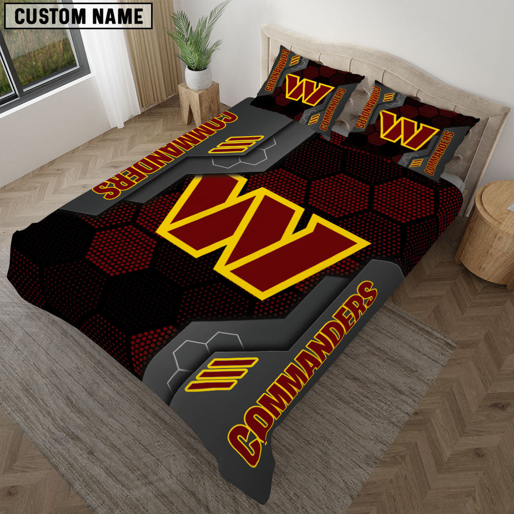 Washington Commanders Hexagon Honeycomb Pattern Bedding Sets