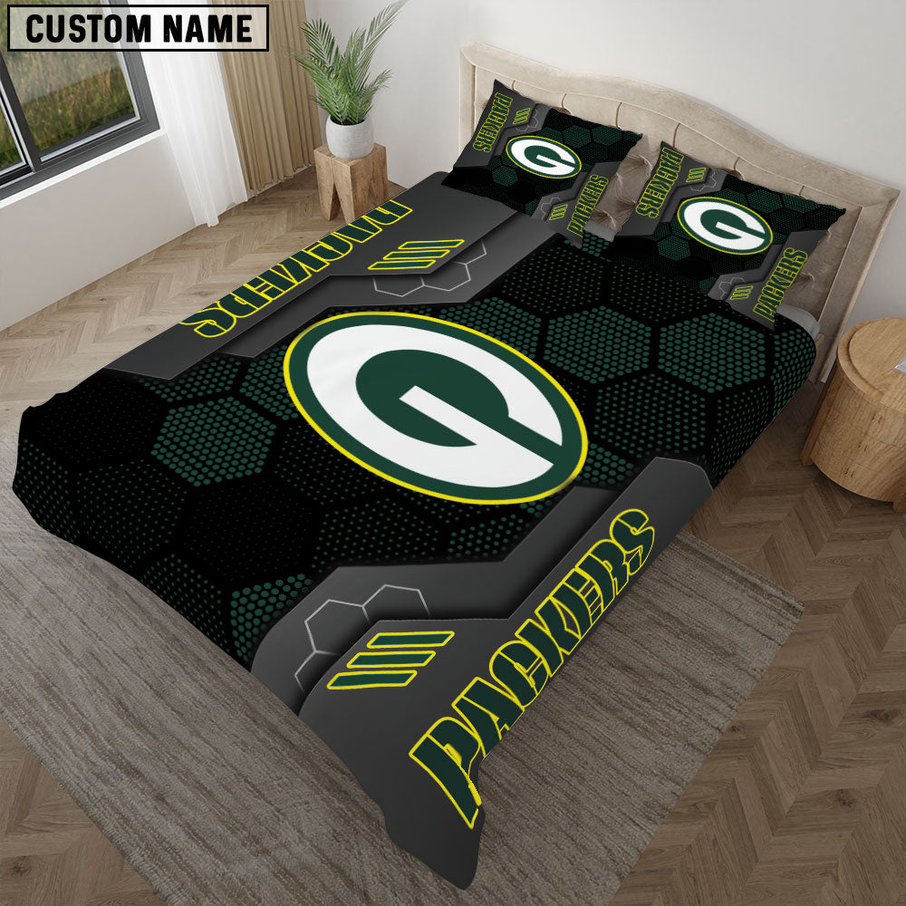 Green Bay Packers Hexagon Honeycomb Pattern Bedding Sets