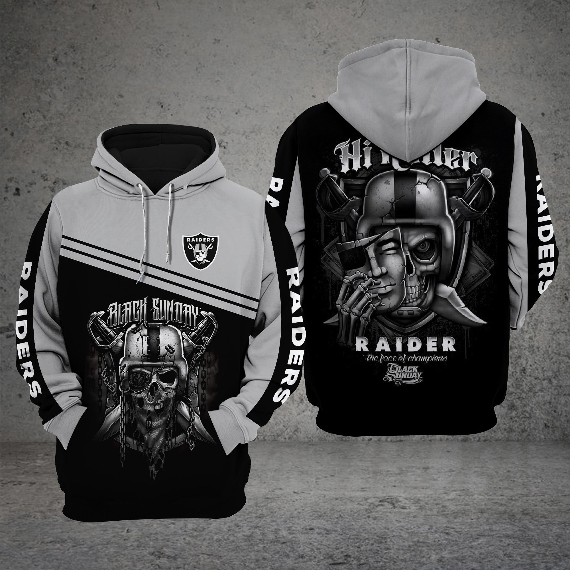 Oakland Raiders NFL Football Black Sun Day 3D Hoodie