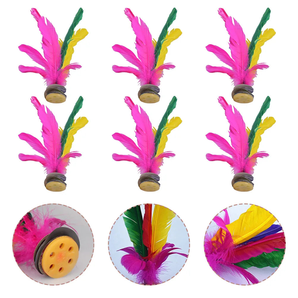 6pcs Traditional Kick Shuttlecocks – Chinese Jianzi Sports Toys for Kids and Children’s Outdoor Play