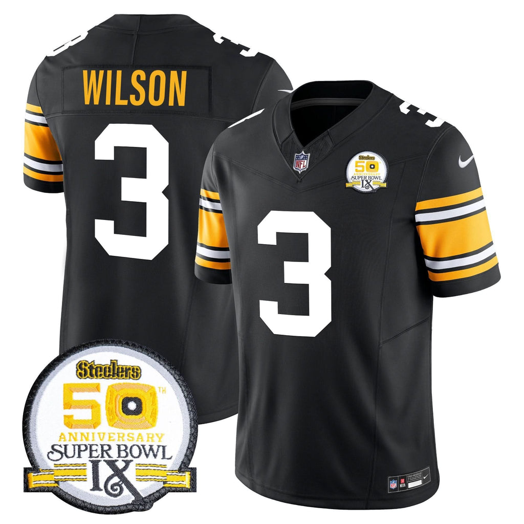 Steelers 50th Anniversary Of Super Bowl IX Patch Vapor Limited Jersey - All Stitched